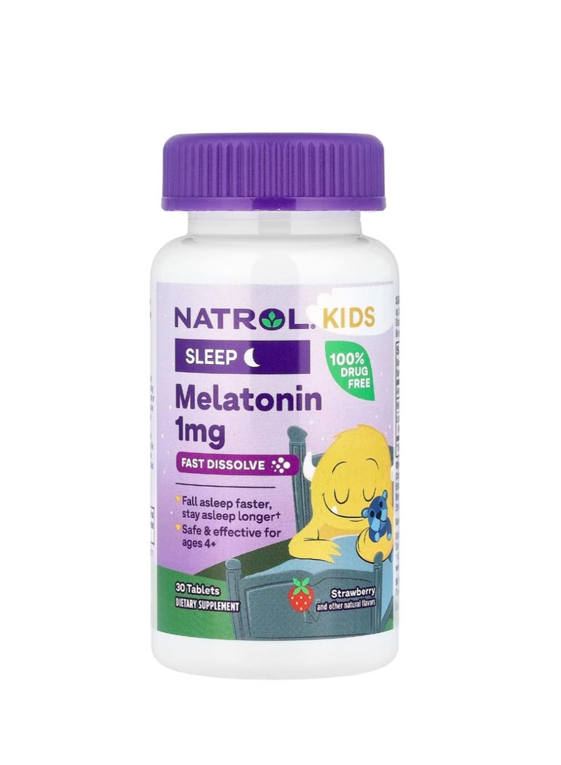 Natrol Kids Melatonin Fast Dissolve Ages 4+ Strawberry 30 Tablets - Image 2